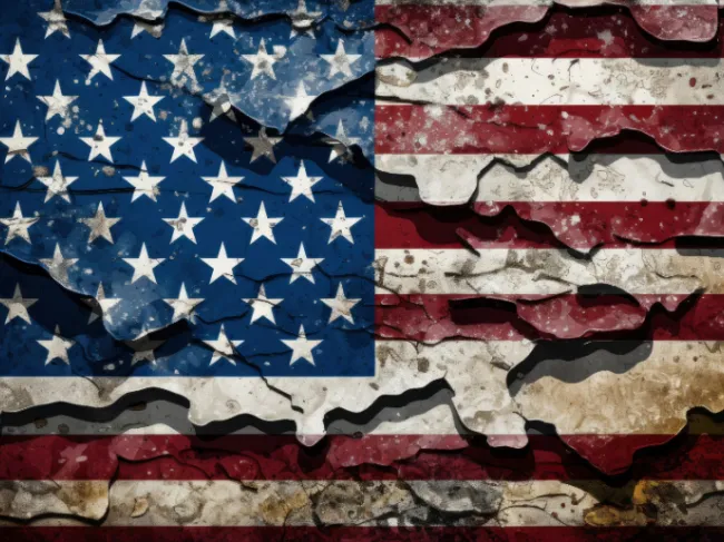 cracked american flag